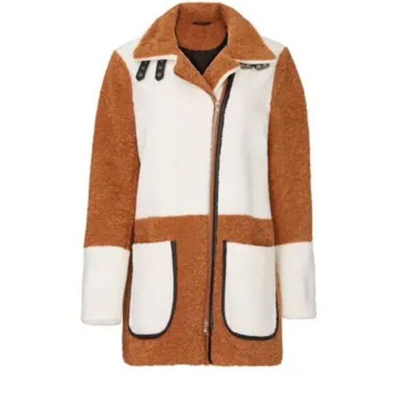 Line & Dot Multi Faux Shearling Coat - Picture 3 of 13